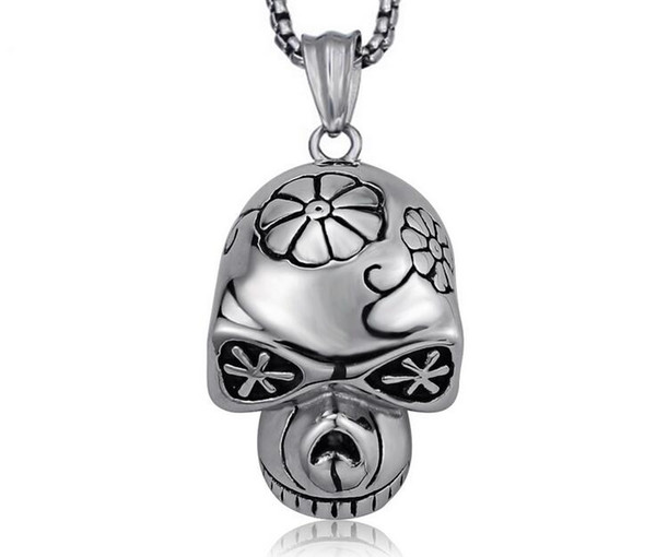 Men fashion Skeleton pendent necklace titanium steel retro personality skull accessory Contracted fashionable bf gifts jewelry