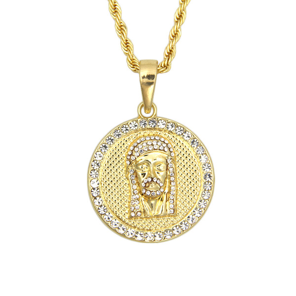 Men \'S Jesus Face Pendant Hip -Hop with Free Rope Chain 24 Pendant Necklaces