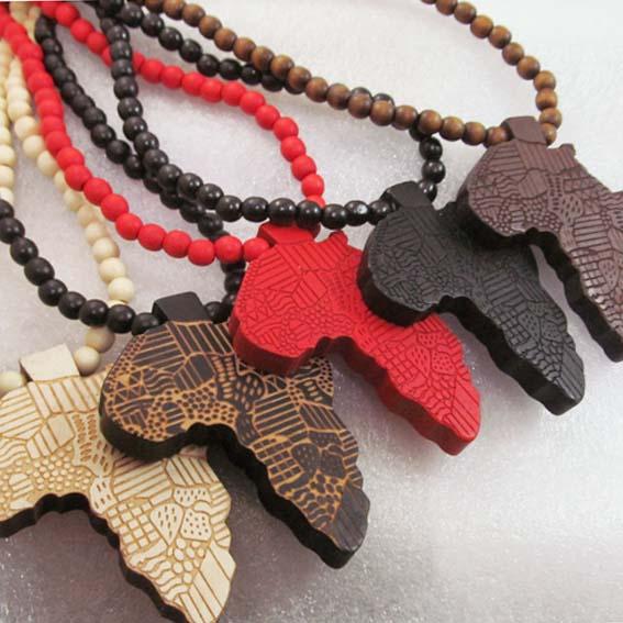 Africa Map Pendant Good Wood NYC Hip Hop Wooden Dancer Fashion Necklace Wholesale Hot Sale #AWk23