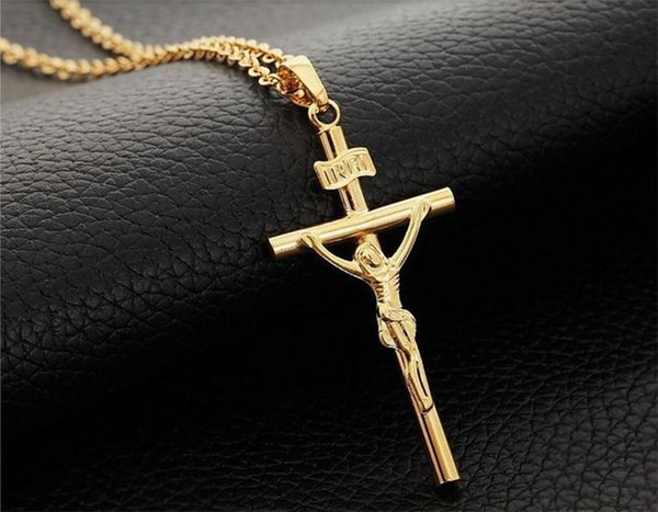 Jesus Cross Necklace 18K Gold Plated INRI Pendant For Men Jewelry Fashion Crucifix Necklace Jupiter Ascending movie b012