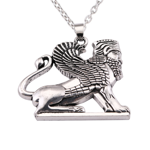 Fishhook Ahura Mazda Culture Pendant Statement Necklace Men Persian Empire Religion Zoroastrianism Necklaces for Women Sphinx