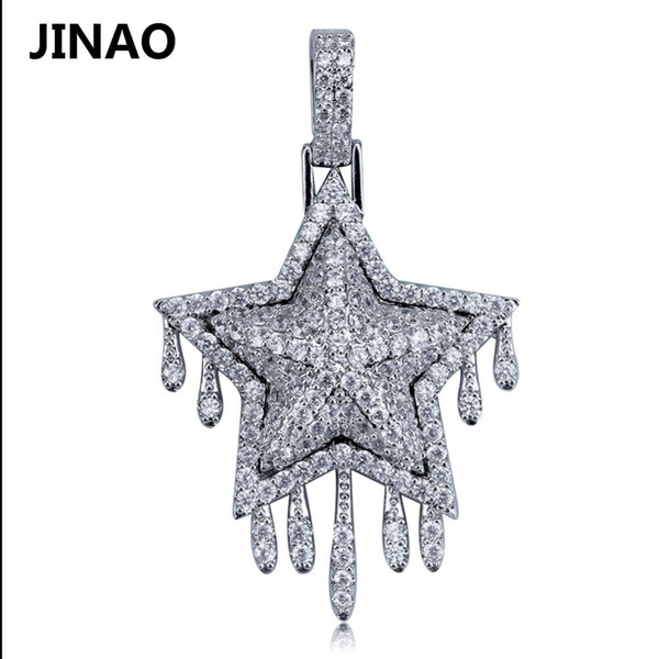 Fashion Iced Out Metor Drip Star Pendant & Necklace Crystal Statement Cubic Zircon Charms Hip Hop Men's Jewelry Gifts