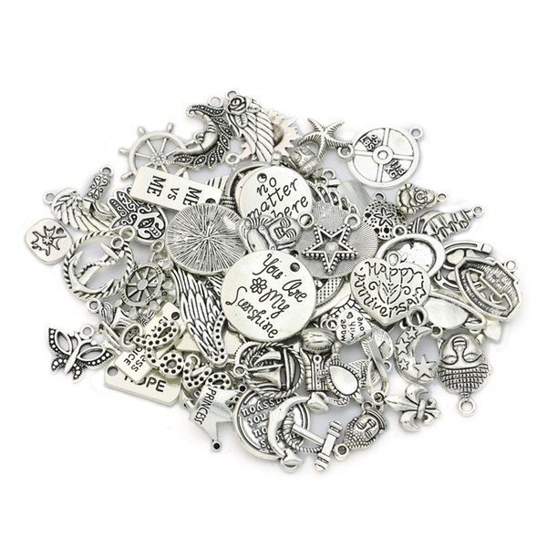 angel charms pendants 20pcs/lot Mixed Tibetan Silver Plated Heart Angel Charms Pendants Jewelry Making Findings Diy Handmade Accessories