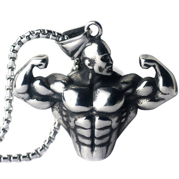 Bodybuilding arm lifting muscle male pendant, men's sports fitness necklace