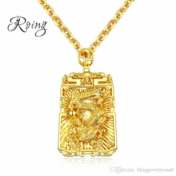 New Fashion National Style Copper Plated Men's Pendant Necklace Accessories Wholesale Hegemony Men's Square Jewelry KX688