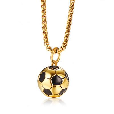 New Fashion Stainless Steel Football Necklace For Men Golden Soccer Ball Pendant Necklace Football Lover Accessories PN-1020G