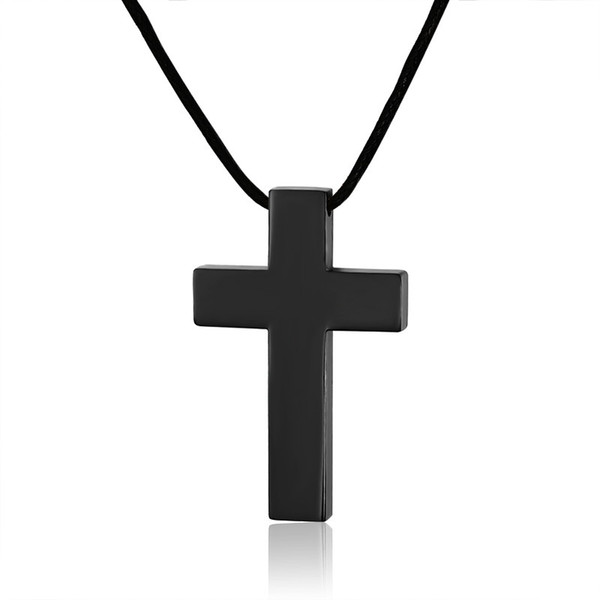 Free Shipping Stainless Steel Simple Cross Pendant Necklace Polished for Men Jesus Christ Lord Prayer,Free Chain