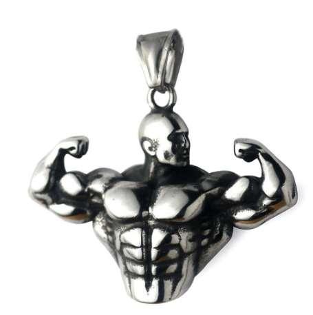 Strong Pendant Necklaces Long Stainless Steel Chain Muscle Men Sports Fitness Hip Hop Bodybuilding Jewelry For Male Graduation