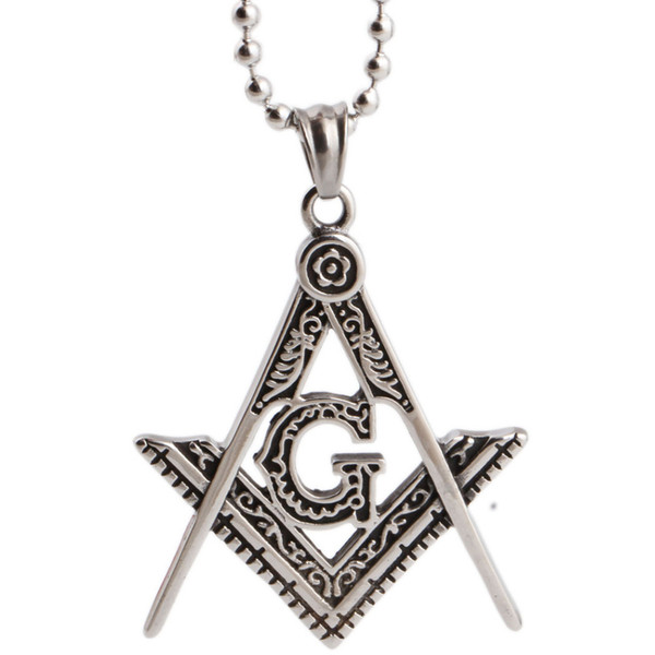 Wholesale-Men's Silver Free Mason Pendant 316L Stainless Steel Freemason Masonic Pendant With Necklace