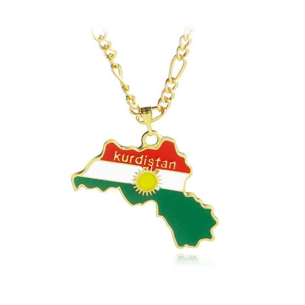 Kurdistan Map Pendant Necklace 18k Gold Plated Necklace For Men Gift Fashion Necklace Jewelry Hot Sale