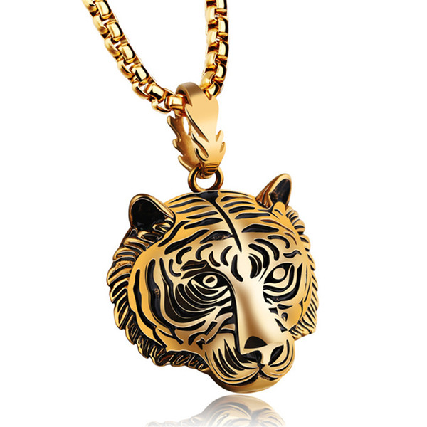 Stainless Steel Tiger Pendant Necklaces For Men Punk Style Vintage Fashion Jewelry High Quality Accessories OGX1184