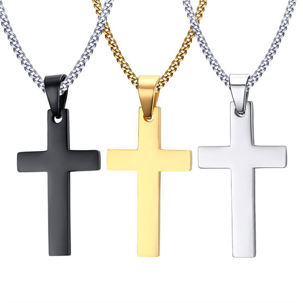 4 Colors Hot Plated Men Link Chain Necklaces Pendant Cross Solid Color Korean Version Choker Jewelry Gift