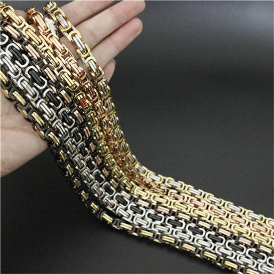 Wholesale-22 inch 8mm/6mm/4mm Cool Man 7 colors Necklace Jean Chain 316L Stainless Steel Fashion Polishing Golden Biker Style Necklace