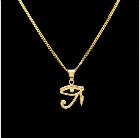 316L Stainless Steel Gold color Egyptian The Eye of Horus pendant necklace hip hop Wedjat Eye necklaces for unisex jewelry