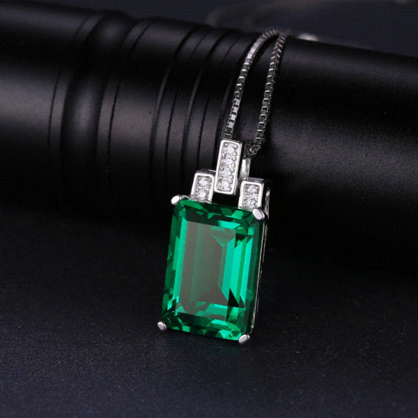 JewelryPalace Luxury 6ct Created Green Emerald Pendant Genuine 925 Sterling Silver Brand Jewelry Without a Chain