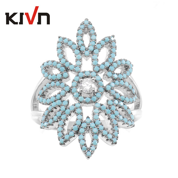 KIVN Fashion Jewelry Flower Rings CZ Cubic Zirconia Wedding Bridal Rings for Women Christmas Birthday Valentines Gift