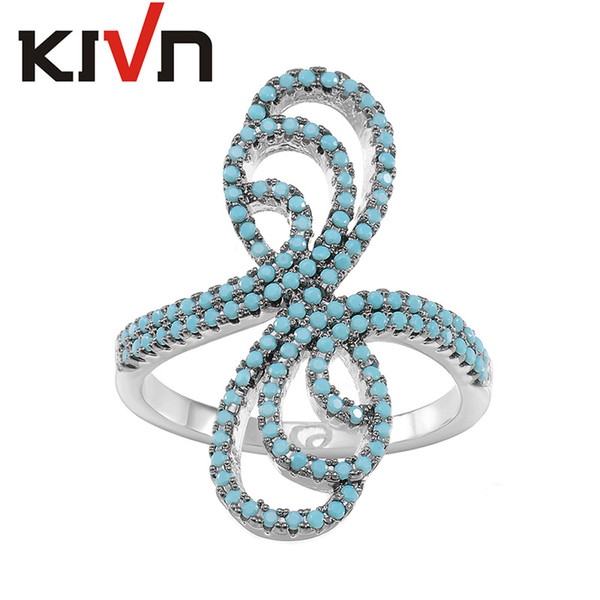 KIVN Fashion Jewelry Tiny Delicate Pave CZ Cubic Zirconia Rings Wedding Bridal Engagment Rings Adjustable Rings for Women