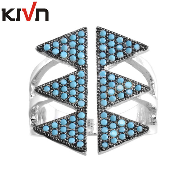 KIVN Womens Fashion Jewelry Adjustable Open Triangle CZ Cubic Zirconia Bridal Wedding Engagement Rings Promotion Birthday Gifts