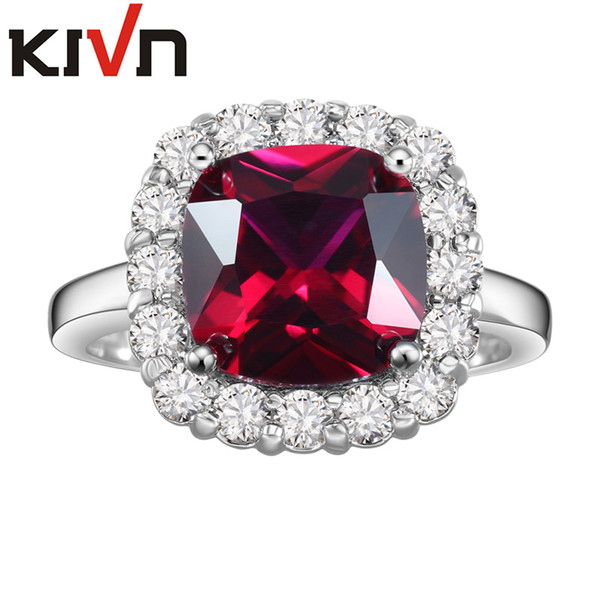 KIVN Fashion Jewelry Princess Blue CZ Cubic Zirconia Bridal Engagement Rings for Women Mothers Day Birthday Christmas Gifts