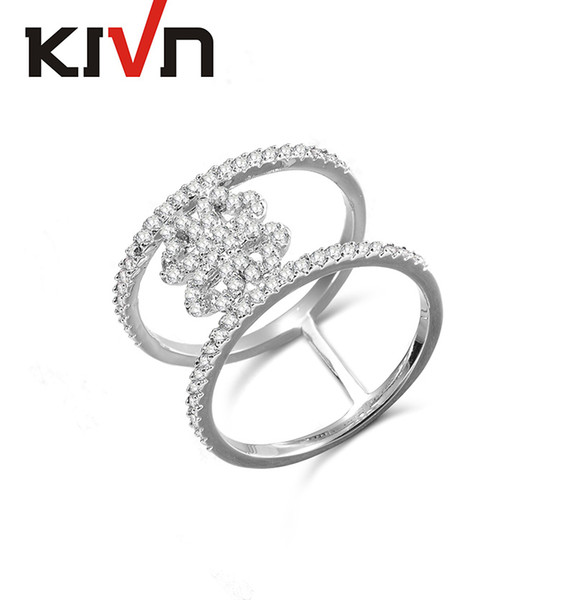 KIVN Fashion Jewelry Round Flower Rings CZ Cubic Zirconia Wedding Bridal Rings for Women Christmas Birthday Valentines Gift