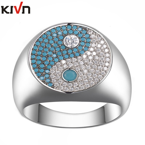 KIVN Fashion Jewelry Yin Yang CZ Cubic Zirconia Bridal Wedding Rings for Women Christmas Birthday Girls Mothers Day Gifts Free Shipping