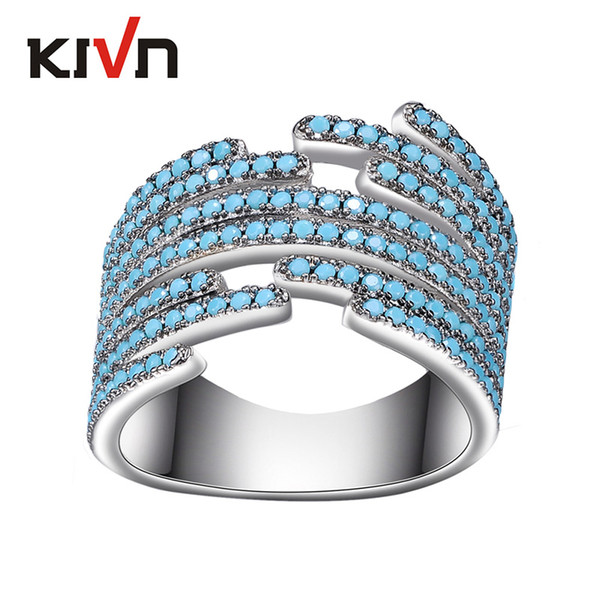 KIVN Fashion Jewelry Round Rings CZ Cubic Zirconia Wedding Bridal Rings for Women Christmas Birthday Valentines Gift