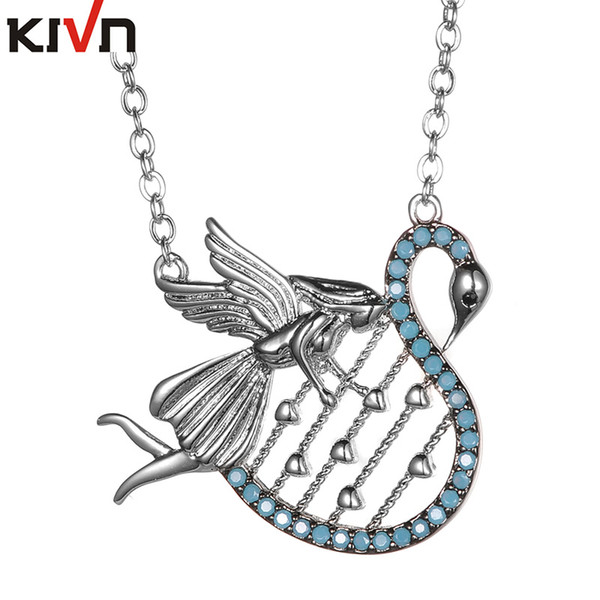 KIVN Fashion Jewelry Ballerina Angel Fairy Swan Pave CZ Cubic Zirconia Wedding Bridal Necklaces for Women Girls Mothers Day