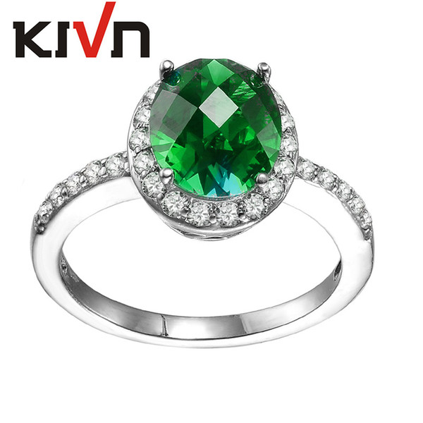 KIVN Women Fashion Jewelry Pave CZ Cubic zirconia Solitaire Wedding Bridal Engagement Rings Mothers Birthday Christmas Gifts