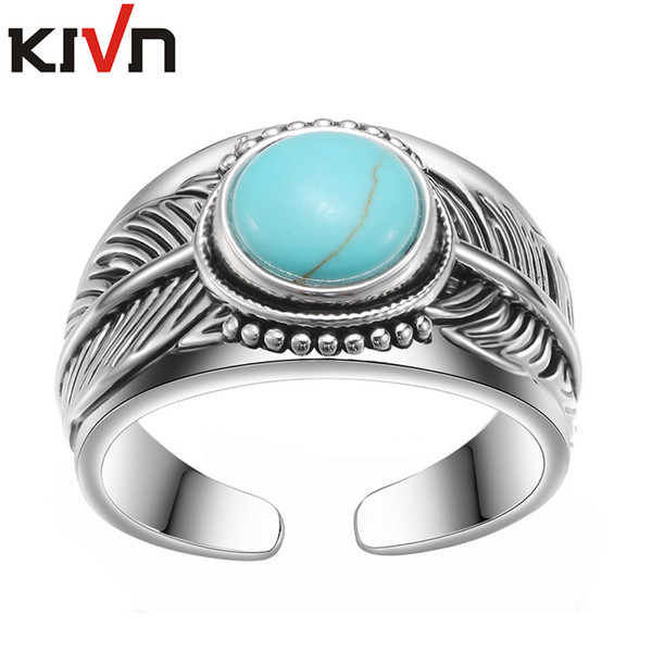 KIVN Fashion Jewelry Adjustable Antique Vintage Indian Feather Wedding Bridal Engagement Ring For Womens Girls Birthday Gifts