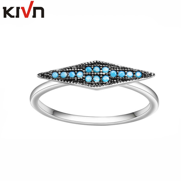 KIVN Fashion Jewelry Tiny Delicate Pave CZ Cubic Zirconia Wedding Bridal Rings for Women Christmas Birthday Gift