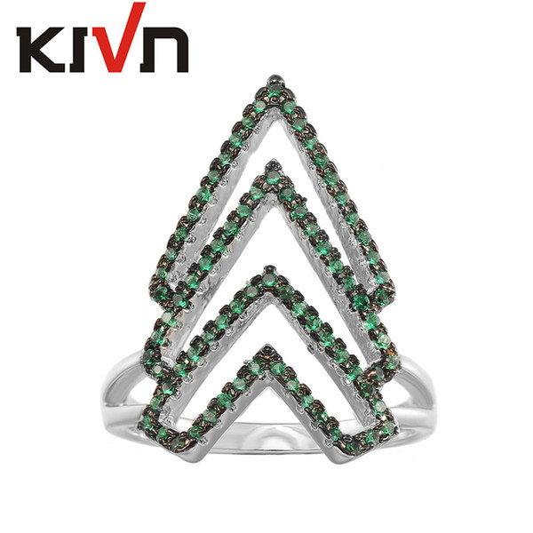 KIVN Fashion Jewelry Luxury Sparkling Pave CZ Cubic Zirconia Wedding Bridal Engagement Rings for Women Birthday Christmas Gifts