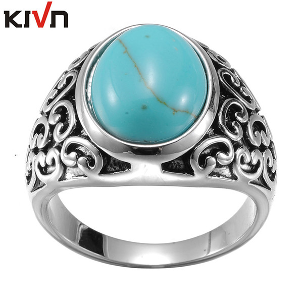 KIVN Fashion Jewelry Indian Filigree Blue Stone Antique Vintage Womens Girls Wedding Bridal Engagement Rings Birthday Gifts