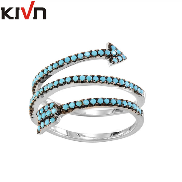 KIVN Fashion Jewelry Tiny Delicate Pave CZ Cubic Zirconia Cupids Arrow Rings for Women Birthday Christmas Gift