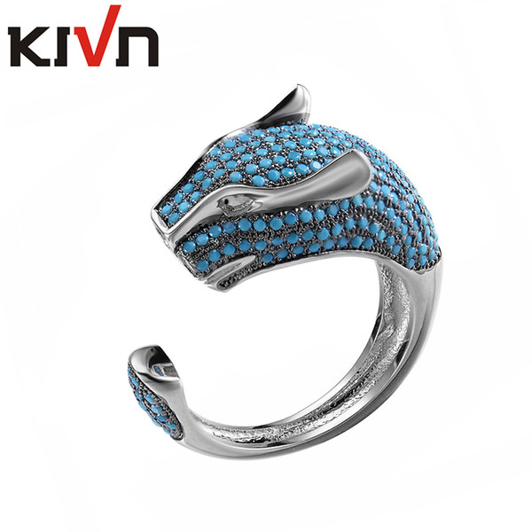 KIVN Fashion Jewelry Leopard Pave CZ Cubic Zirconia Bridal Wedding Engagement Rings for Women Mothers Birthday Christmas Gifts