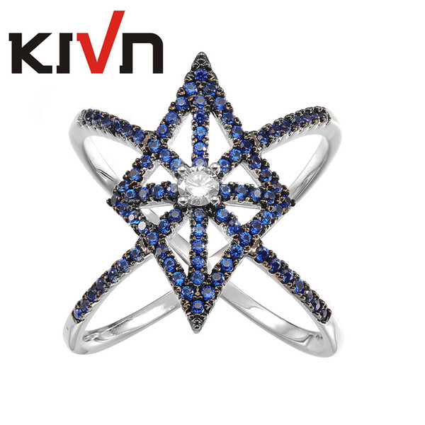 KIVN Fashion jewelry Delicate Tiny Cross Over Pave CZ Cubic Zirconia X Rings for Women Christmas Gift