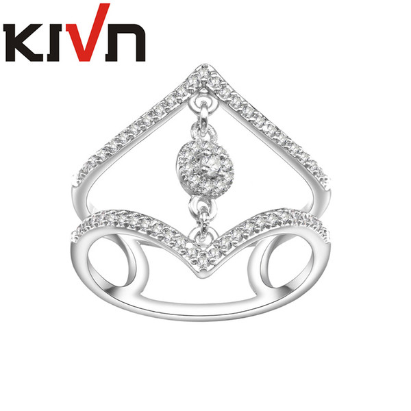 KIVN Fashion Jewelry Tiny Delicate Pave CZ Cubic Zirconia Womens Girls Bridal Wedding Engagement Rings Promotion Birthday Gifts