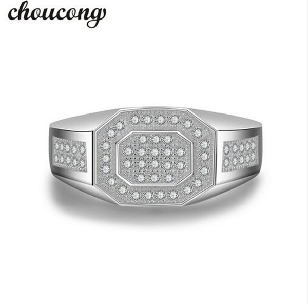 choucong Antique Men ring Pave set 5A Zircon Cz 925 Sterling silver male Bijoux Emgagement Wedding Band Ring for father gift