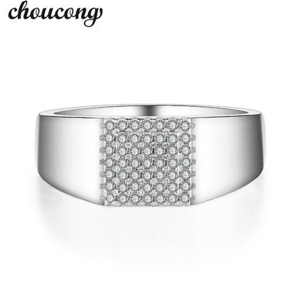 choucong Fashion anniversary Men Jewelry ring Pave set 5A Zircon Cz 925 Sterling silver male Emgagement Wedding Band Ring Gift