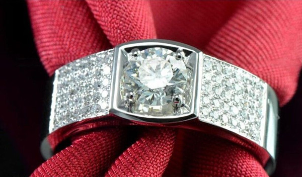 Atmosphere Size 8-13 Luxury Jewelry 10kt white gold filled topaz CZ Diamond Gemstones Men Engagement Wedding Ring For Lover gift