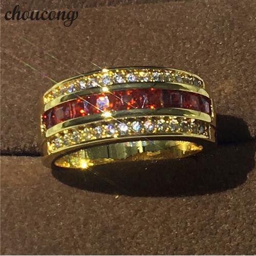 3 Colors Hot sale Jewelry Male ring Diamond Yellow gold filled Party Wedding Band Ring for Men Women Gift Size 7-13