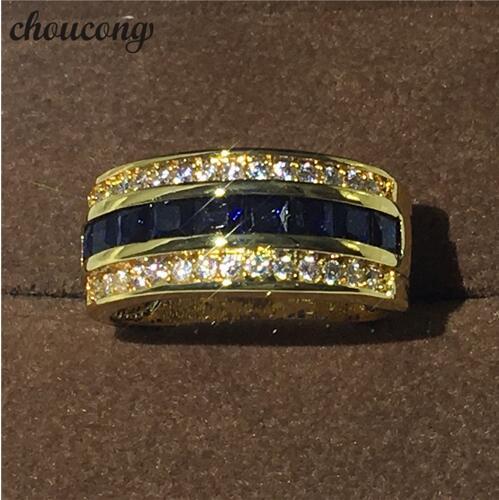 New Fashion Jewelry Male ring stone Diamond Yellow gold filled Party Wedding Band Ring for Men Women Top quality