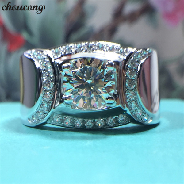 choucong Handsome Men ring 1ct Diamond 925 Sterling Silver Engagement Wedding Band rings For men Fashion Jewelry Gift