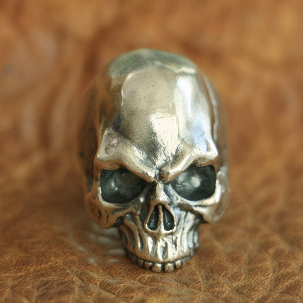 LINSION Handmade 925 Sterling Silver Skull Ring Mens Biker Punk Ring TA100 US Size 7 to 15