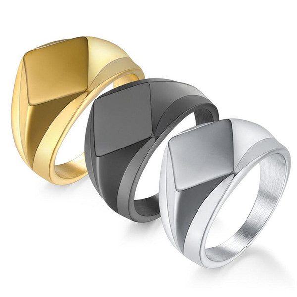 Cluster Rings Jewelry Fashion European and American Style Titanium Steel Rings Vintage Punk Geometric Rhombus Stainless Steel Rings LR054