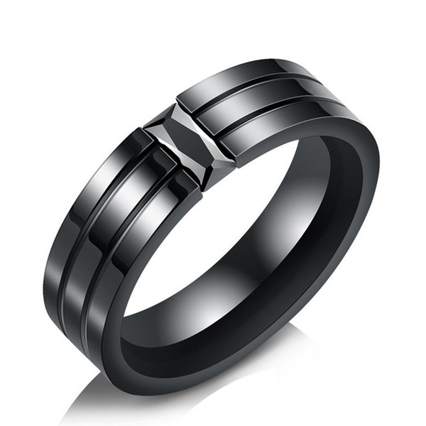 Titanium Steel Rings Jewelry Fashion High Quality Black Stainless Steel Rings Wholesale Punk Men Band Rings LR052