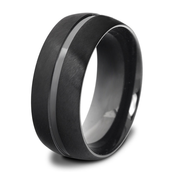 Stainless Steel Rings Jewelry Fashion Classic Black Circle Band Rings Wholesale European and American Brief Men's Titanium Steel Rings LR068