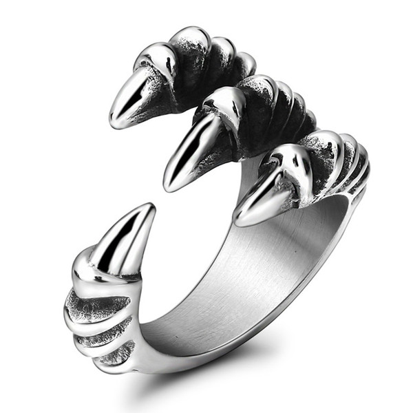 Titanium Steel Rings Vintage Fashion High Quality Cluster Rings Jewelry Wholesale Dragon Claw Style Men's Stainless Steel Rings LR066