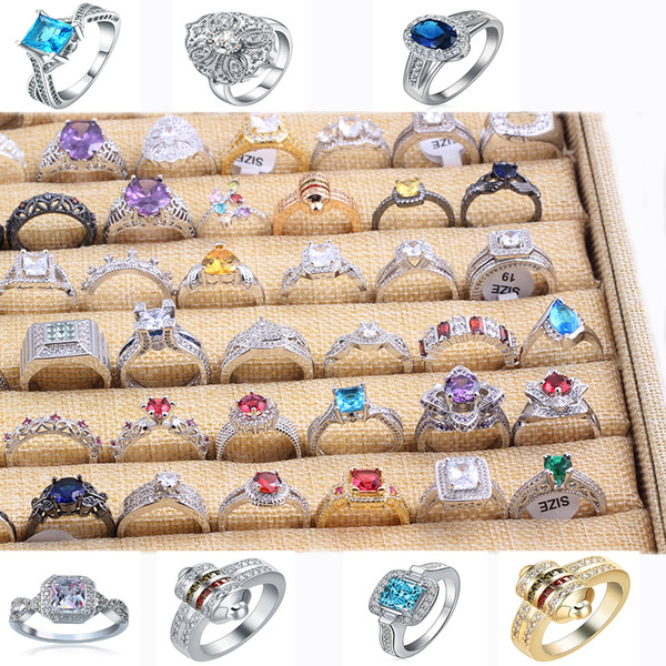 Factory sales Clearance price Multi Styles 925 Sterling silver men and women Rings Size 6,7,8,9 Mixed10pcs/lot