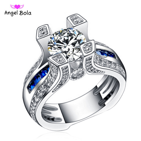 Hot -sale Luxury Fashion Halo Style Cushion Cut Wholesale Artificial Diamond Ring Women 925 Sterling Silver Fine Jewelry