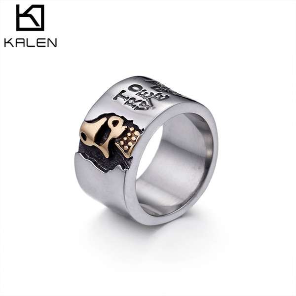 Ring For Men Wholesale Skull Style Silver/Gold Stainless Steel Punk Titanium Steel Jewelry (US Size #8 To #12)